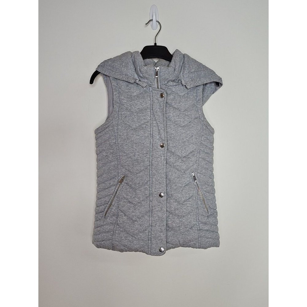 SEED HERITAGE quilted vest women's size 6 removeable hood grey padded puffer - Picture 3 of 11